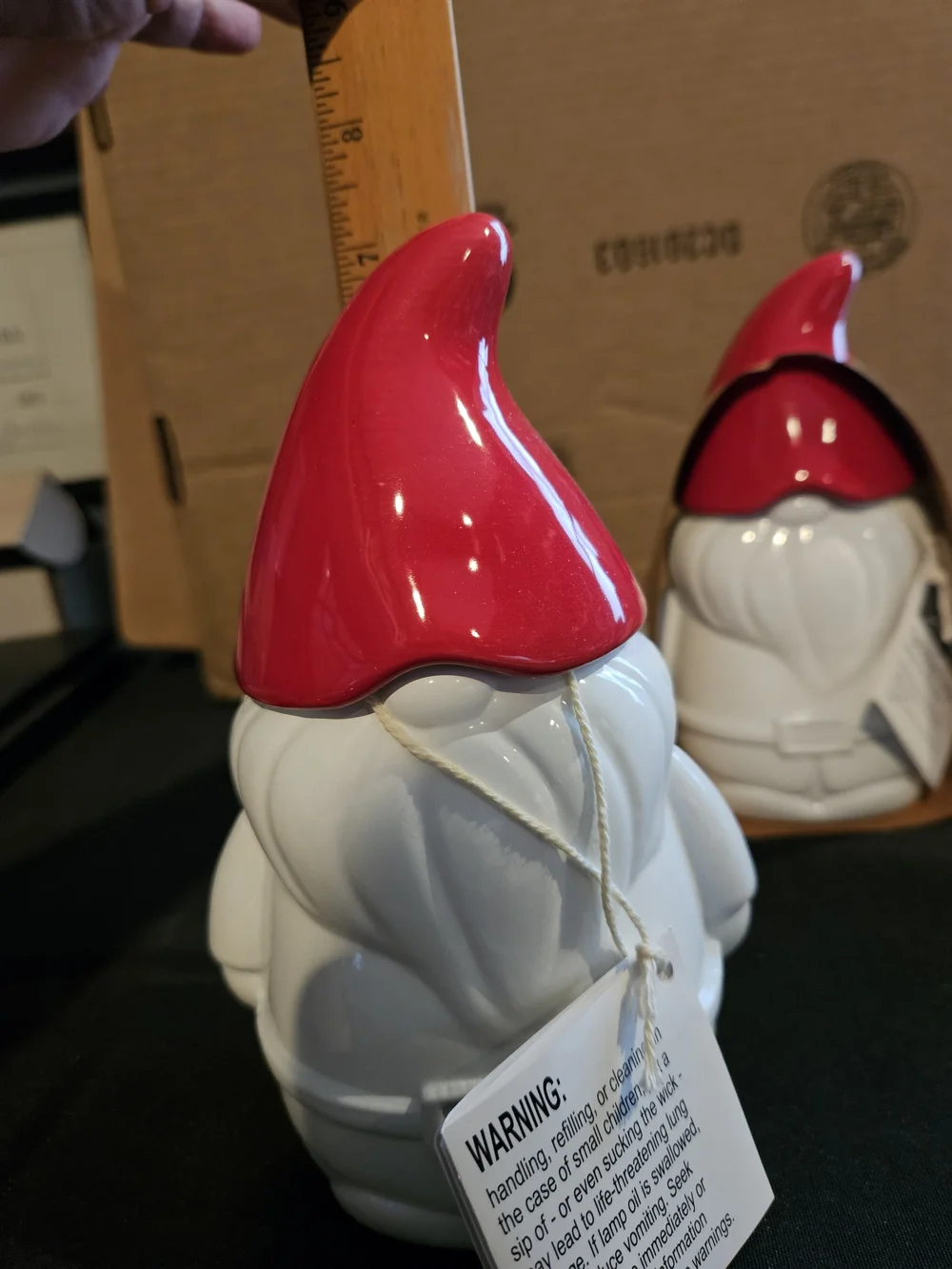 NWT 3 White Ceramic Gnome Tabletop Torches